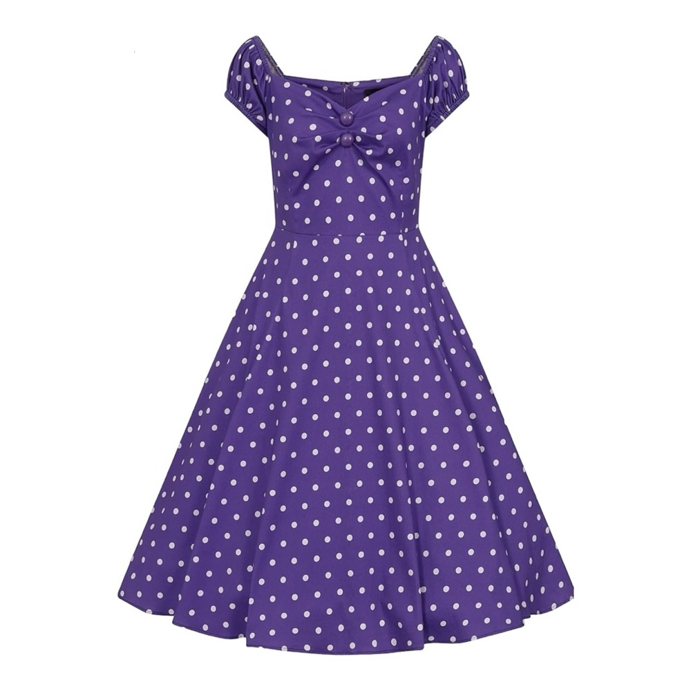 Dolores Doll Purple White Polka Dot Dress Collectif NWT 2XL 18 Pinup Rockabilly